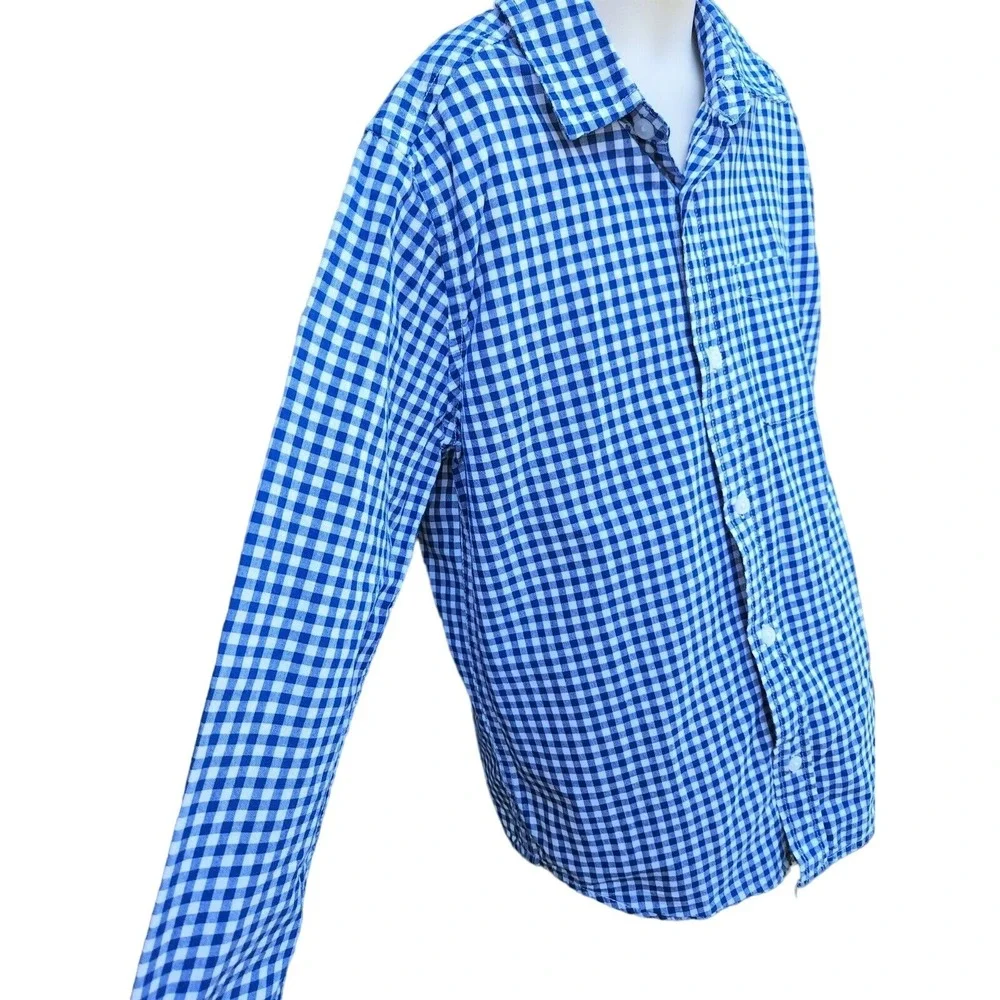 The Children's Place‎ Boys Button Up Shirt, SIze 10/12, Blue and White Checke